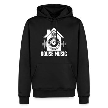 House - Männer Premium Bio Hoodie - Schwarz - Vorne - Nico (187cm)