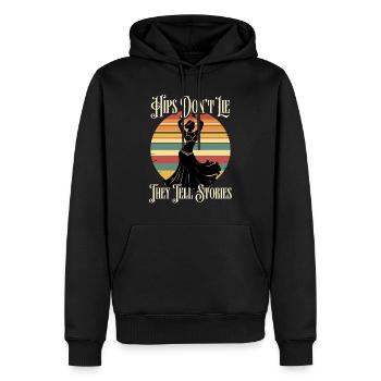 Danse du ventre Les hanches ne mentent pas, elles racontent des histoires - Sweat à capuche Premium bio Homme - noir - Devant - Nico (187cm)