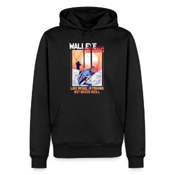 Pêche au sandre à perche glasseye - Sweat à capuche Premium bio Homme - noir - Devant - Nico (187cm)