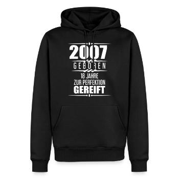 2007 Mann 18 Jahre Geschenk zum 18. Geburtstag - Männer Premium Bio Hoodie - Schwarz - Vorne - Nico (187cm)