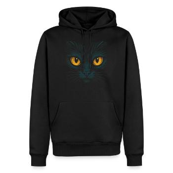 Yeux de chat Regard de chat Animal Love Eyes Design - Sweat à capuche Premium bio Homme - noir - Devant - Nico (187cm)