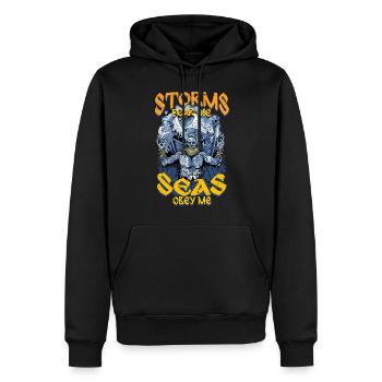 La culture païenne viking Les tempêtes me craignent - Sweat à capuche Premium bio Homme - noir - Devant - Nico (187cm)