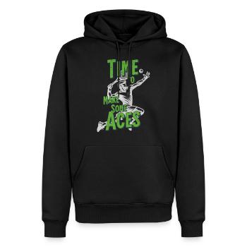 Il est temps de faire des as de tennis design - Sweat à capuche Premium bio Homme - noir - Devant - Nico (187cm)