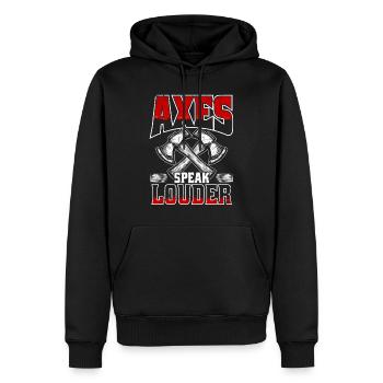 Axtwerfen Holzfäller Axes Speak Louder - Männer Premium Bio Hoodie - Schwarz - Vorne - Nico (187cm)