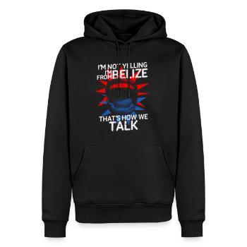 Racine bélizienne Je ne crie pas Je viens du Belize - Sweat à capuche Premium bio Homme - noir - Devant - Nico (187cm)