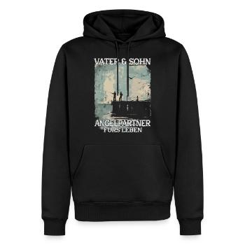 Père et fils en tant que partenaires de pêche - Sweat à capuche Premium bio Homme - noir - Devant - Nico (187cm)