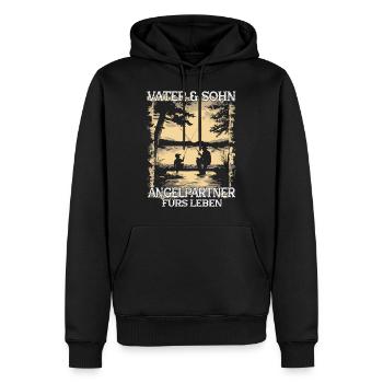 Père et fils en tant que partenaires de pêche - Sweat à capuche Premium bio Homme - noir - Devant - Nico (187cm)