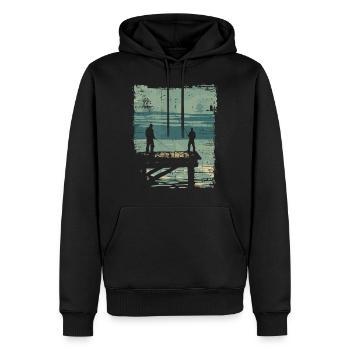 Père et fils en tant que partenaires de pêche - Sweat à capuche Premium bio Homme - noir - Devant - Nico (187cm)