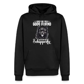 Ich Bat Gott Um Einen Gott Freund, Also Sandte Er - Männer Premium Bio Hoodie - Schwarz - Vorne - Nico (187cm)