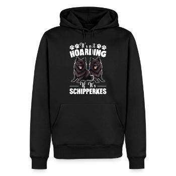 Ça ne s’arrête pas si c’est Schipperkes - Sweat à capuche Premium bio Homme - noir - Devant - Nico (187cm)