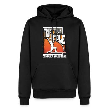 Stabhochsprung Trust your pole conquer your goal - Männer Premium Bio Hoodie - Schwarz - Vorne - Nico (187cm)