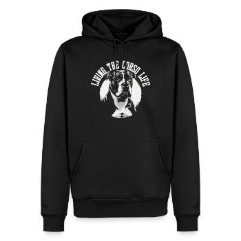 Cane Corso Chien Vivre la vie Corso - Sweat à capuche Premium bio Homme - noir - Devant - Nico (187cm)