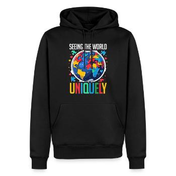 Autist Autismus See the world Uniquely - Männer Premium Bio Hoodie - Schwarz - Vorne - Nico (187cm)