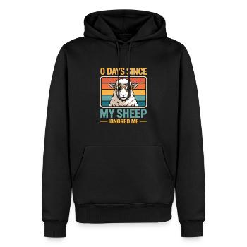 0 jours depuis que mes moutons m’ont ignoré Éleveur de moutons - Sweat à capuche Premium bio Homme - noir - Devant - Nico (187cm)