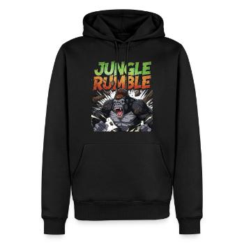 Jungle Rumble Gorilla Illustration Design - Men’s Premium Organic Hoodie - black - Front - Nico (187cm)