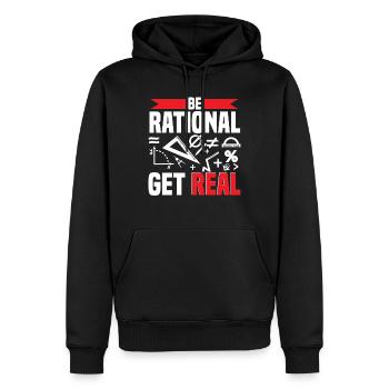 Mathématiques Mathématiques Professeur de mathématiques Soyez rationnel Devenez réel - Sweat à capuche Premium bio Homme - noir - Devant - Nico (187cm)