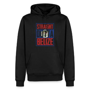 Belize Belizische Wurzel Straight Outta Belize - Männer Premium Bio Hoodie - Schwarz - Vorne - Nico (187cm)