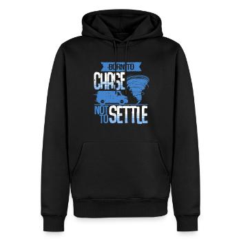 Sturmjäger Born to chase not to settle - Men’s Premium Organic Hoodie - black - Front - Nico (187cm)