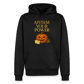 Affirm Your Power Kürbis - Männer Premium Bio Hoodie - Schwarz - Vorne - Nico (187cm)