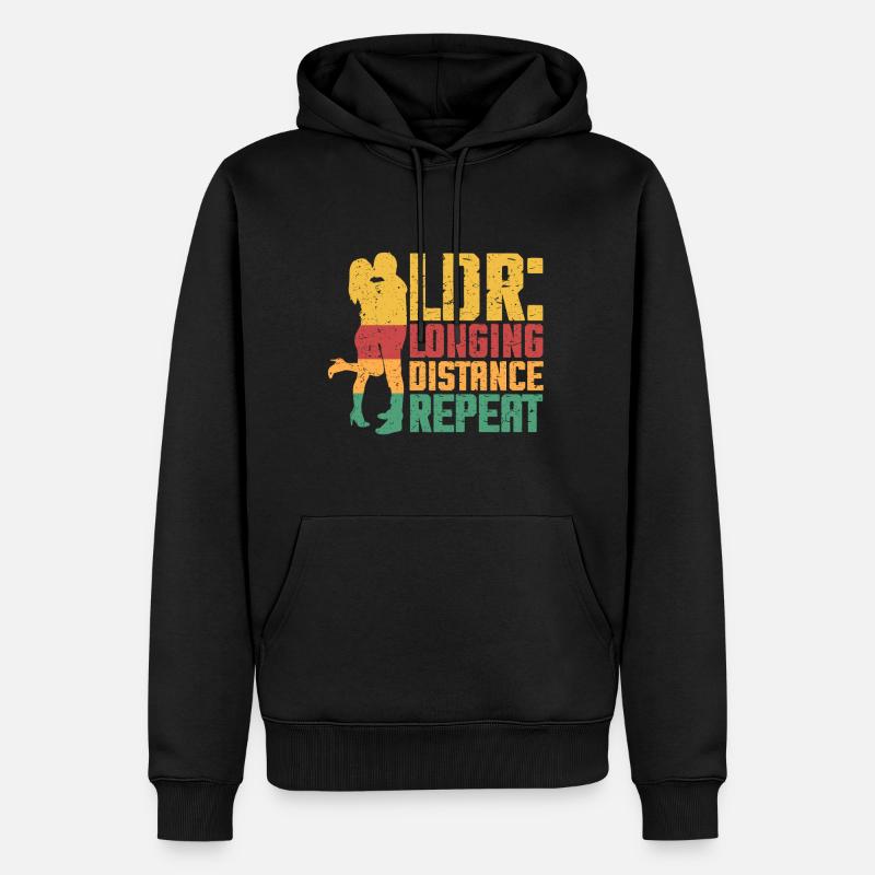 Fernbeziehung Longing Distance Repeat - Männer Premium Bio Hoodie - Schwarz