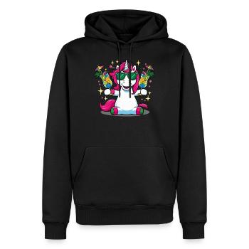 Licorne Cocktail Alcool Fête Célébrations Vacances Enterrement de vie de garçon - Sweat à capuche Premium bio Homme - noir - Devant - Nico (187cm)