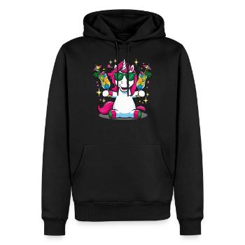 Licorne Cocktail Alcool Fête Célébrations Vacances Enterrement de vie de garçon - Sweat à capuche Premium bio Homme - noir - Devant - Nico (187cm)