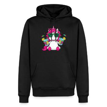 Licorne Cocktail Alcool Fête Célébrations Vacances Enterrement de vie de garçon - Sweat à capuche Premium bio Homme - noir - Devant - Nico (187cm)