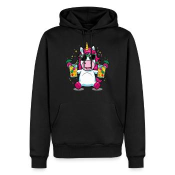 Einhorn Cocktail Saufen Party Feiern Urlaub JGA - Männer Premium Bio Hoodie - Schwarz - Vorne - Nico (187cm)