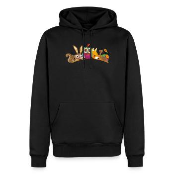 huit animaux de la forêt - Sweat à capuche Premium bio Homme - noir - Devant - Nico (187cm)