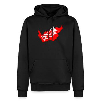 Super Valaisan des Alpes - Sweat à capuche Premium bio Homme - noir - Devant - Nico (187cm)