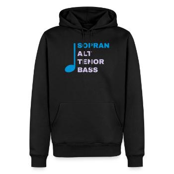 SATB mit Note - Sopran - Männer Premium Bio Hoodie - Schwarz - Vorne - Nico (187cm)