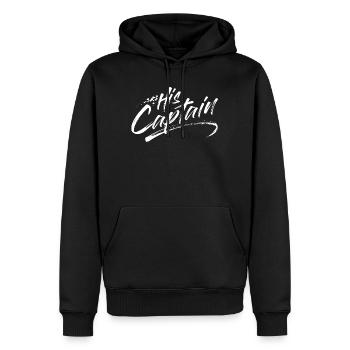 His Captain - Sweat à capuche Premium bio Homme - noir - Devant - Nico (187cm)