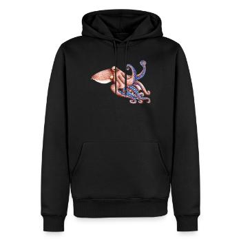 Bleu Octopus - poulpe bleu - bleu Poulpe - Sweat à capuche Premium bio Homme - noir - Devant - Nico (187cm)