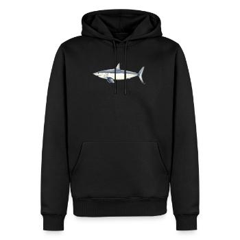 Requin taupe bleu mako - requin-taupe bleu - Réquin - Sweat à capuche Premium bio Homme - noir - Devant - Nico (187cm)