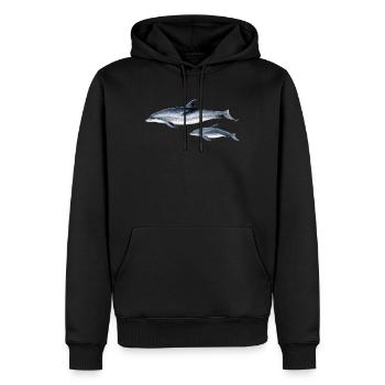 Repéré Dolphin - Dauphin tacheté - Dauphin tacheté - Sweat à capuche Premium bio Homme - noir - Devant - Nico (187cm)
