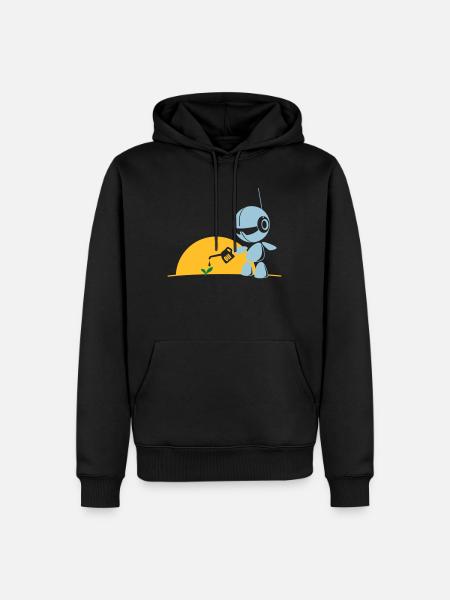 robot flower - Men’s Premium Organic Hoodie - black