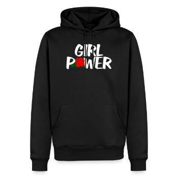 Typographie Girl Power Rose - Sweat à capuche Premium bio Homme - noir - Devant - Nico (187cm)