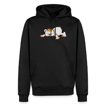 Un petit ours avec une couronne d'or dort - Sweat à capuche Premium bio Homme - noir - Devant - Nico (187cm)