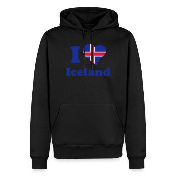 I love Iceland - J'aime l'Islande - Sweat à capuche Premium bio Homme - noir - Devant - Nico (187cm)