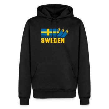 Suède / Suède - Drapeau / Cadeau - Sweat à capuche Premium bio Homme - noir - Devant - Nico (187cm)