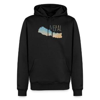 Nepal - Männer Premium Bio Hoodie - Schwarz - Vorne - Nico (187cm)