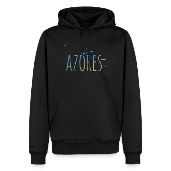 Azores - Männer Premium Bio Hoodie - Schwarz - Vorne - Nico (187cm)
