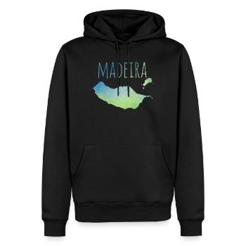 Madeira - Männer Premium Bio Hoodie - Schwarz - Vorne - Nico (187cm)