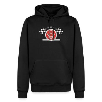 V8 - Männer Premium Bio Hoodie - Schwarz - Vorne - Nico (187cm)