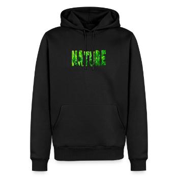 Mot Nature avec texture d'herbe verte - Sweat à capuche Premium bio Homme - noir - Devant - Nico (187cm)