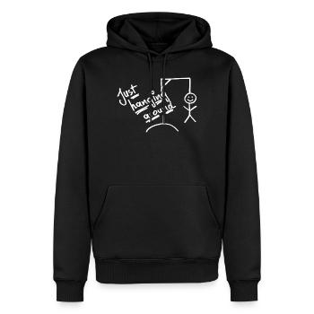 rumhängen - abhängen - schwarzer Humor - Männer Premium Bio Hoodie - Schwarz - Vorne - Nico (187cm)