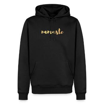 Namaste Yoga Or Méditation Chemise Écriture Manuscrite om - Sweat à capuche Premium bio Homme - noir - Devant - Nico (187cm)
