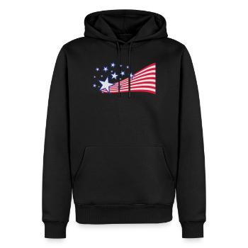 USA Flagge - Männer Premium Bio Hoodie - Schwarz - Vorne - Nico (187cm)