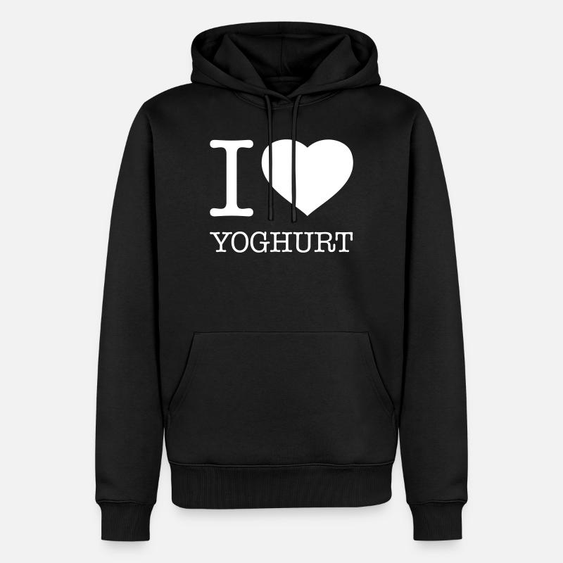 I LOVE YOGHURT Joghurt - Männer Premium Bio Hoodie - Schwarz