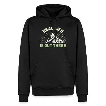Real Life Is Out There - Männer Premium Bio Hoodie - Schwarz - Vorne - Nico (187cm)
